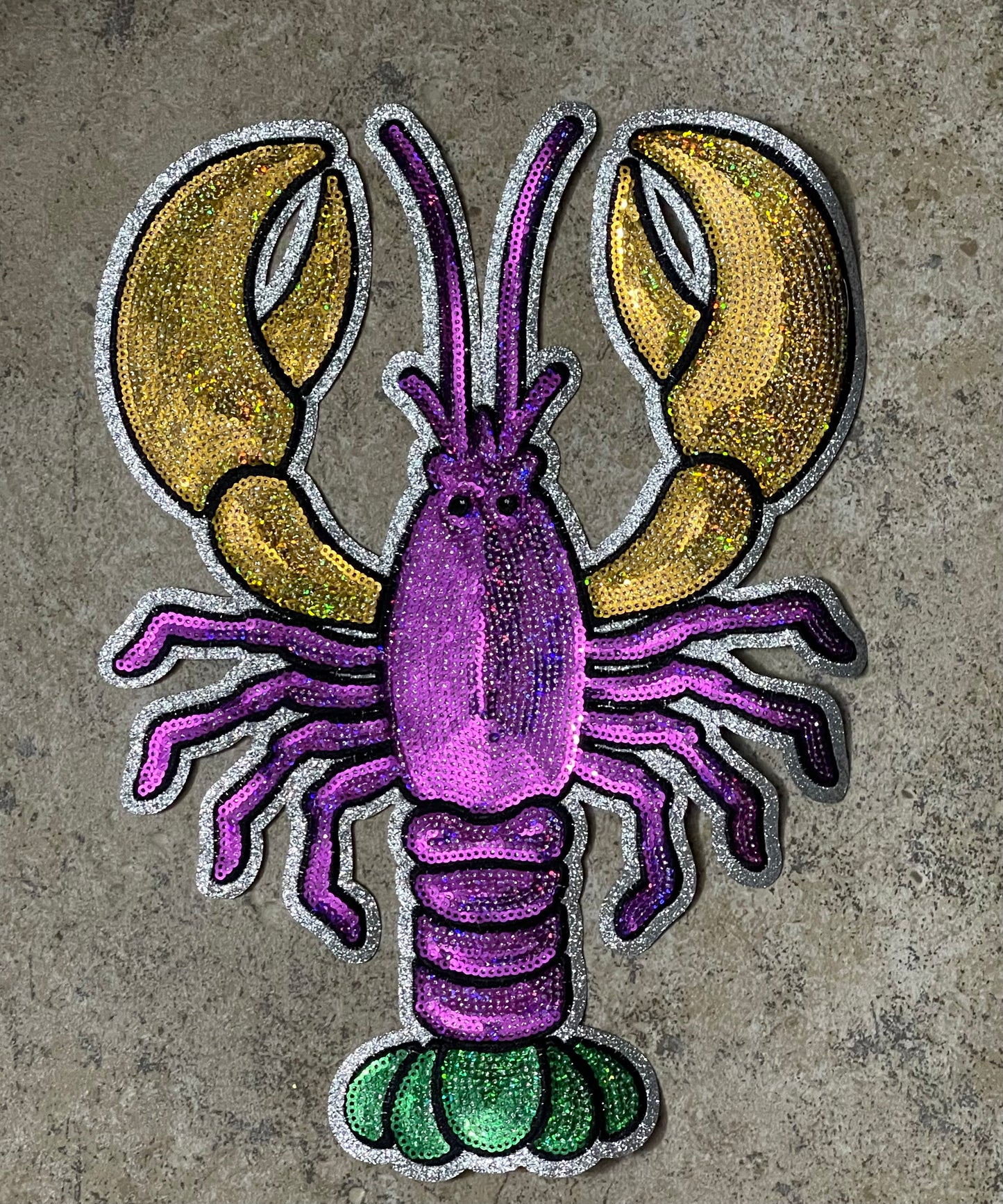 Sequin Crawfish Iron On Patch