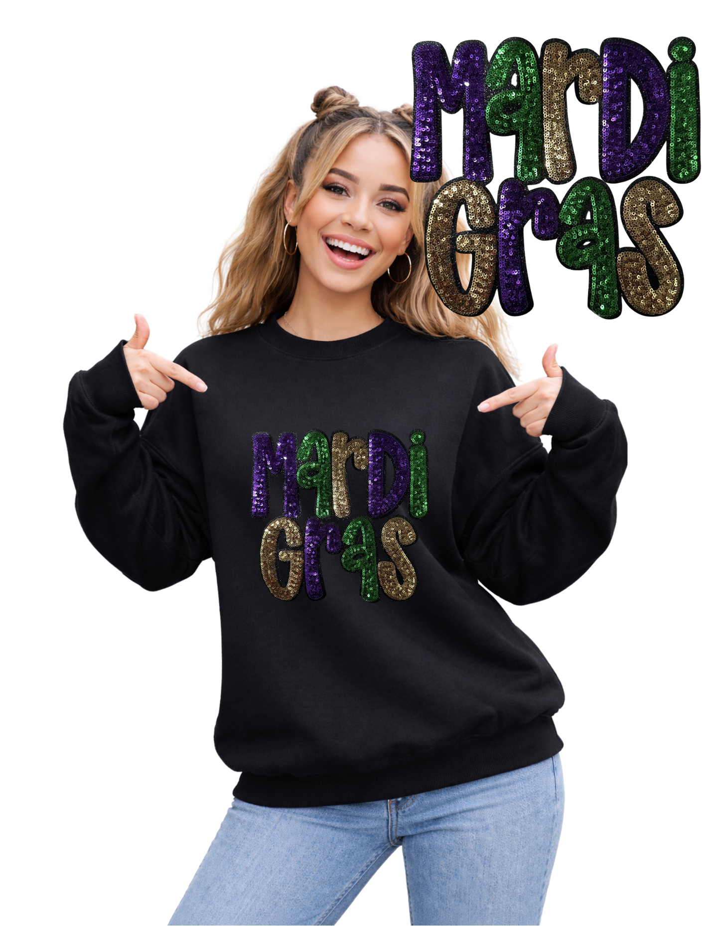 Mardi Gras Crewneck-Fun Font