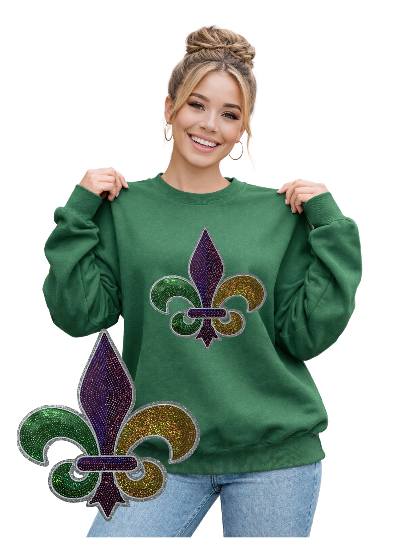 Mardi Gras Crewneck-Fleur de Lis