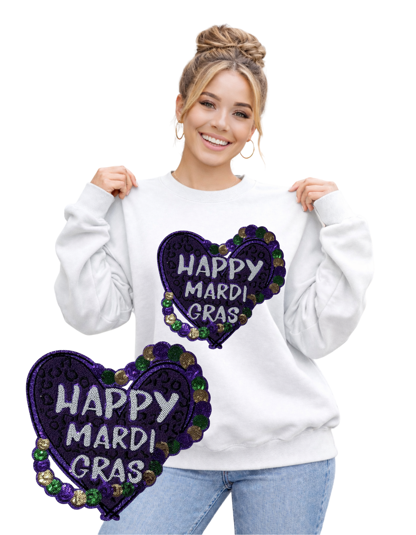 Mardi Gras Crewneck-Happy Mardi Gras