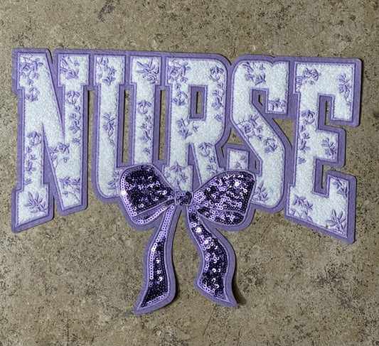 Nurse with Bow Iron On Patch