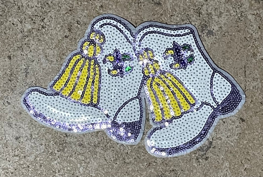 Small Mardi Gras Boots Iron On Patch