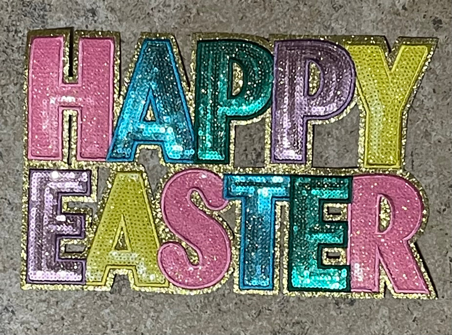 Happy Easter Sequin Iron On Patch