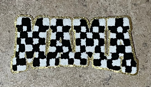 Mama Iron On Patch (Checkered Design-Assorted Colors)