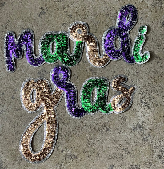 Sequin Mardi Gras Iron On Patch