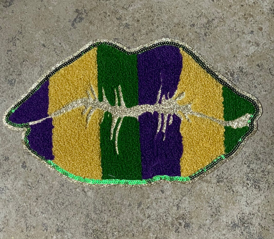 Mardi Gras Lips Iron On Patch
