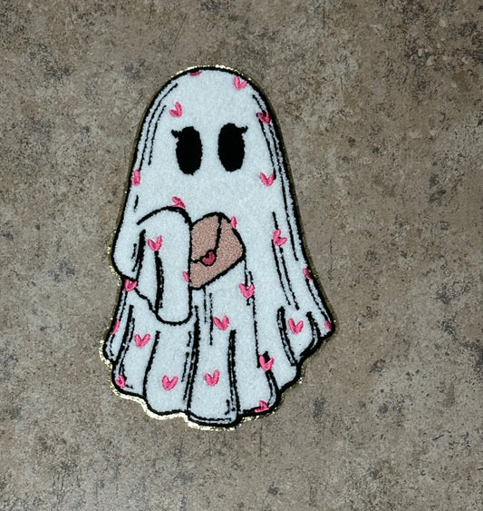Valentine's Ghost Iron On Patch