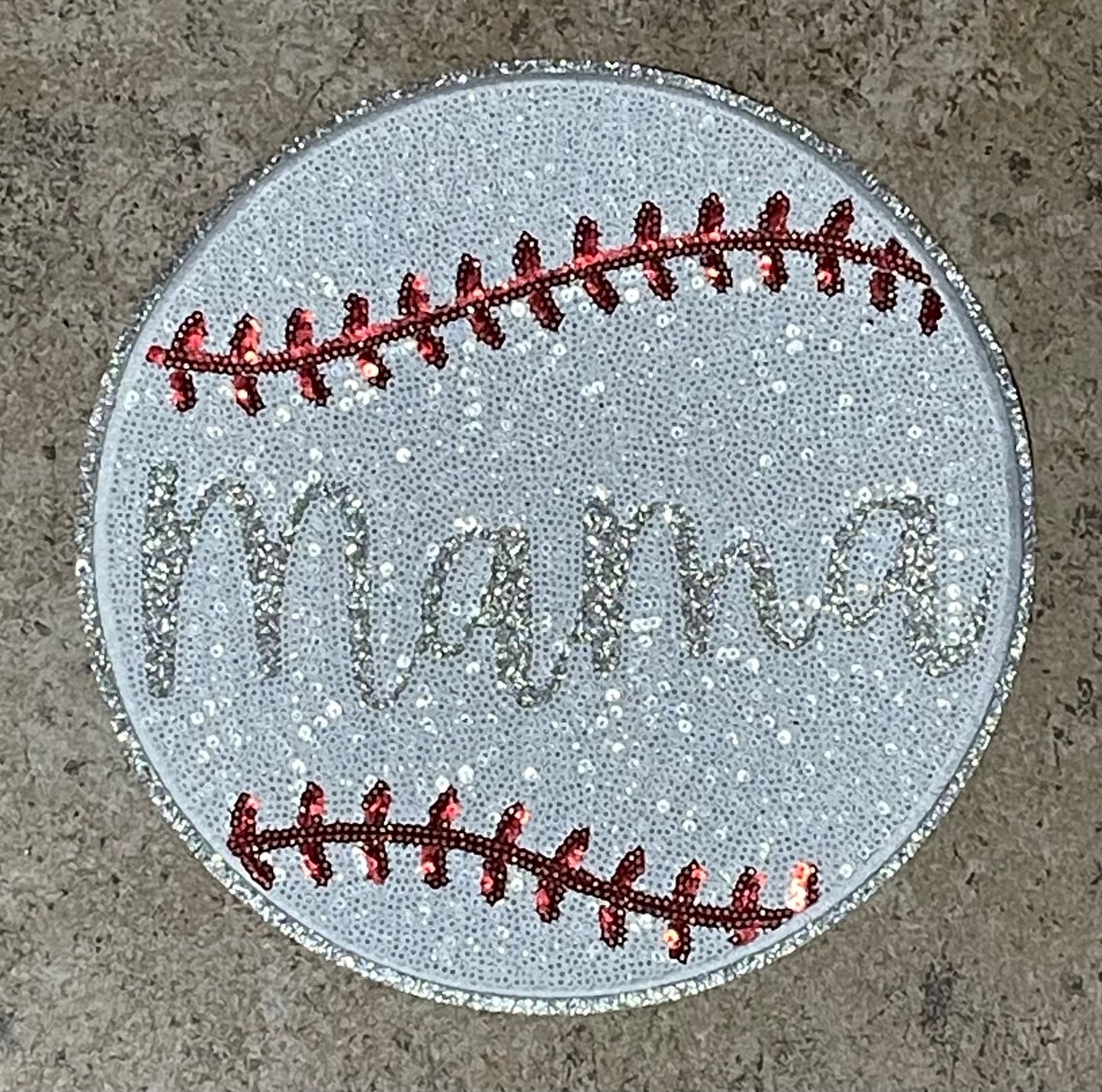 Sequin Baseball Mama Iron on Patch
