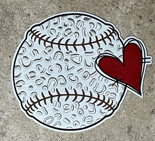 Baseball with Heart Iron On Patch