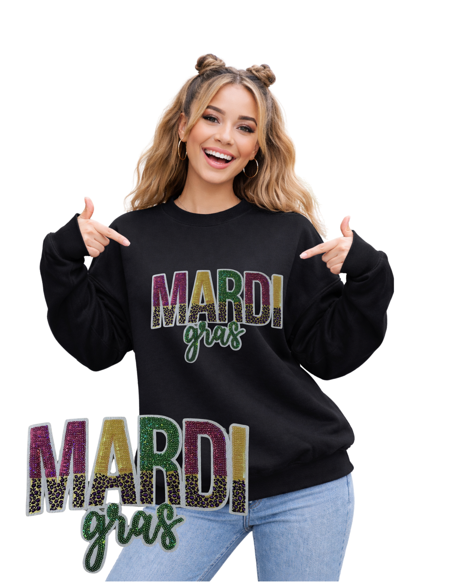 Mardi Gras Crewneck-Leopard Mardi Gras
