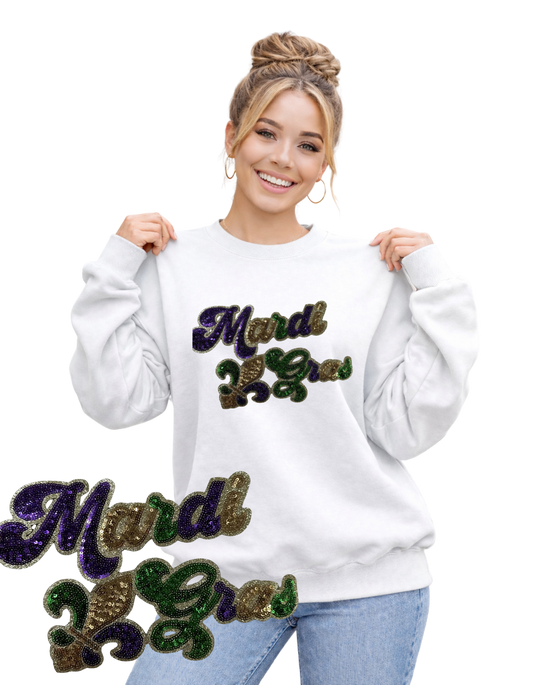 Mardi Gras Crewneck-Fleur de lis Glitter 2