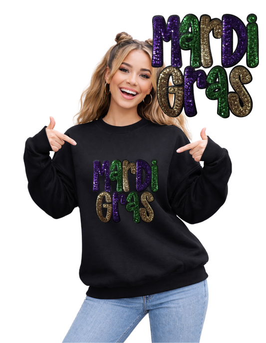Mardi Gras Crewneck-Fun Font