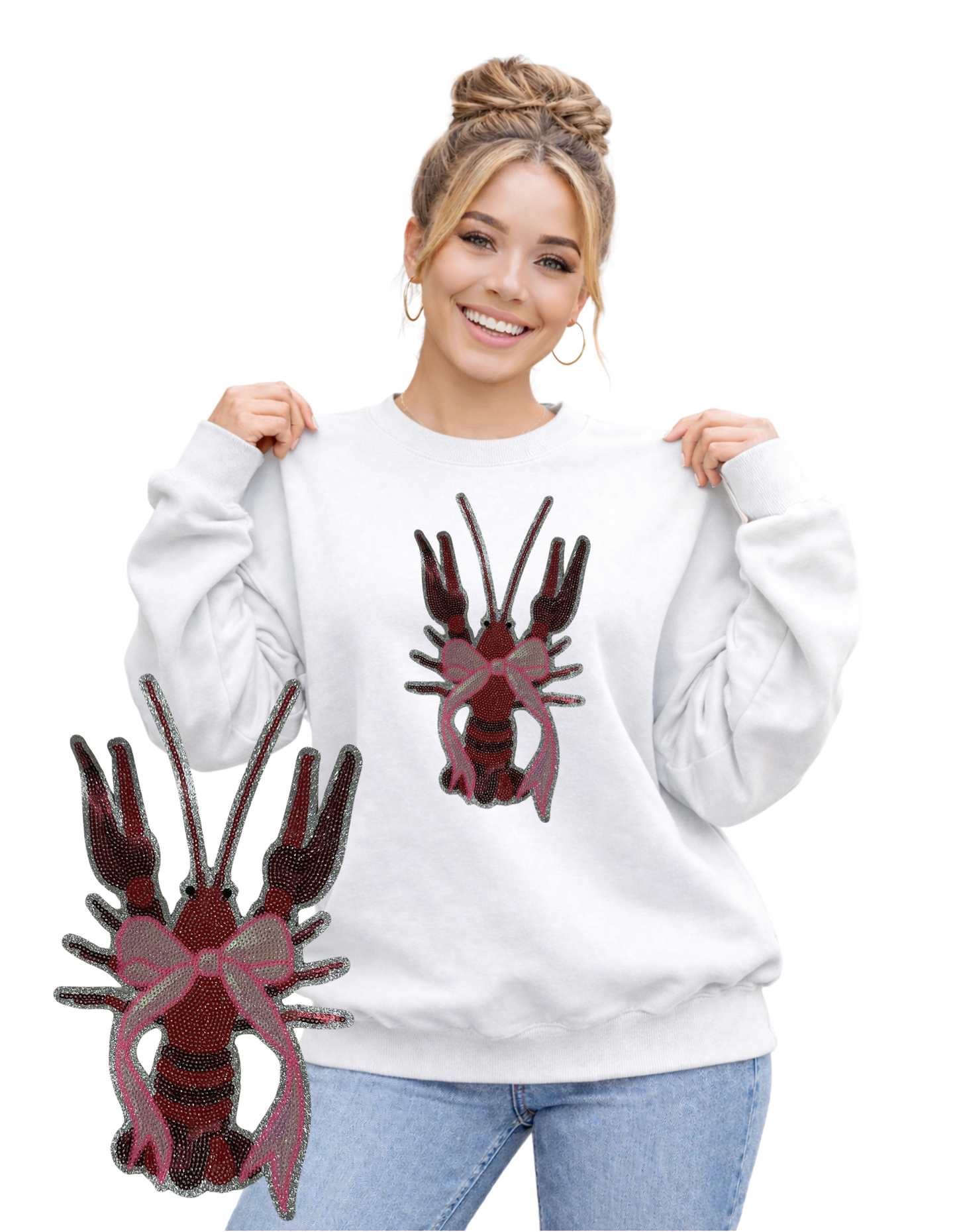 Mardi Gras Crewneck-Crawfish with Bow