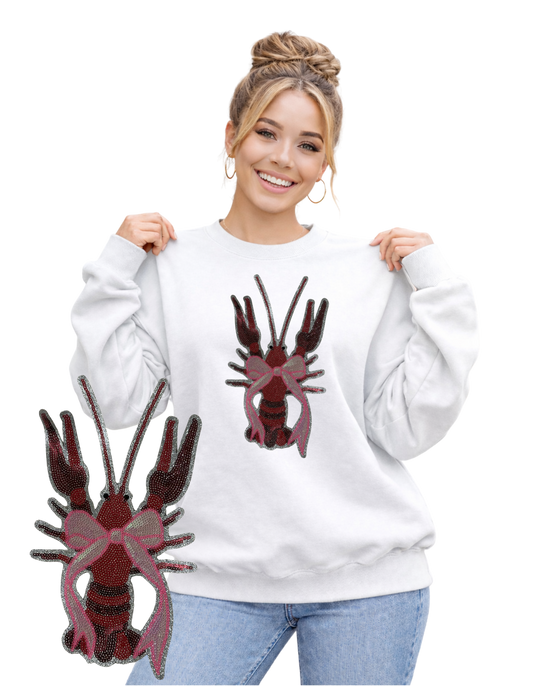 Mardi Gras Crewneck-Crawfish with Bow