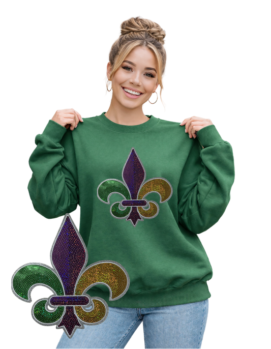 Mardi Gras Crewneck-Fleur de Lis