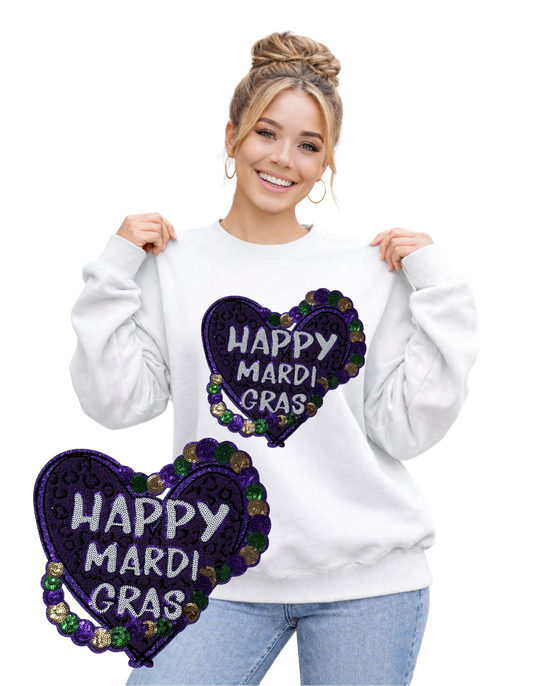 Mardi Gras Crewneck-Happy Mardi Gras