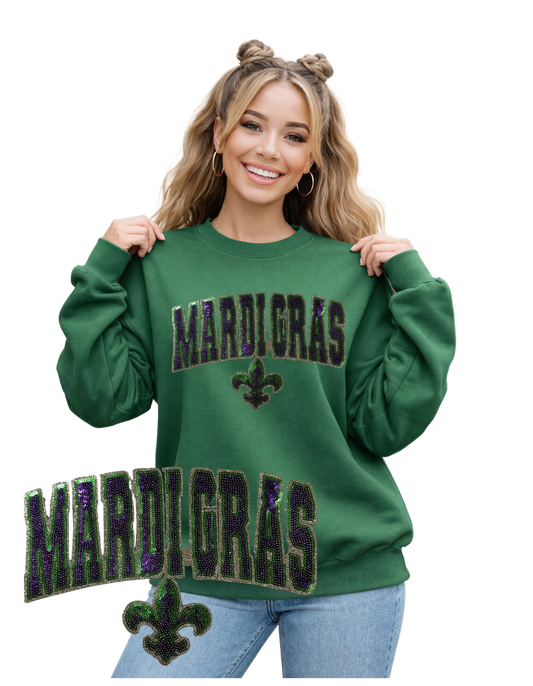 Mardi Gras Crewneck-Mardi Glitter