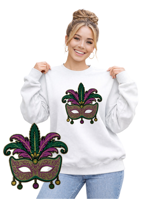 Mardi Gras Crewneck-Pink Mask